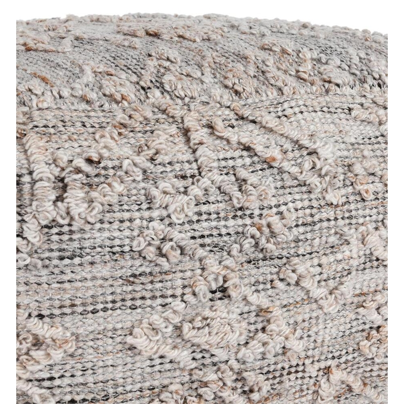 Villa by Classic Home Tundra Linen Blend Fabric Pouf Gray Multi-Color