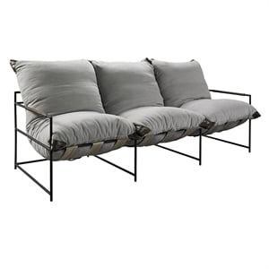 Classic Concepts Palermo Fabric and Iron Sofa in Gray