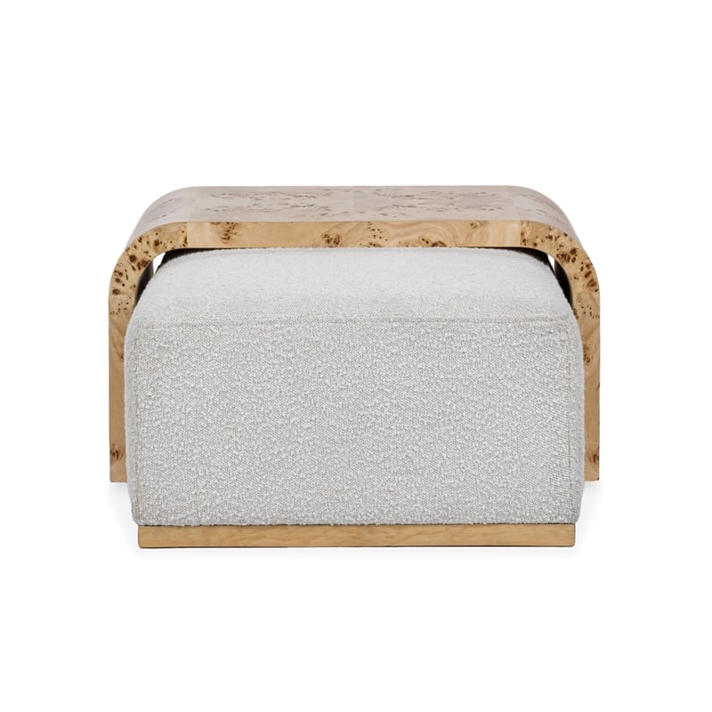 Classic Concepts Kenan Upholstered Fabric Cocktail Coffee Table in Ivory
