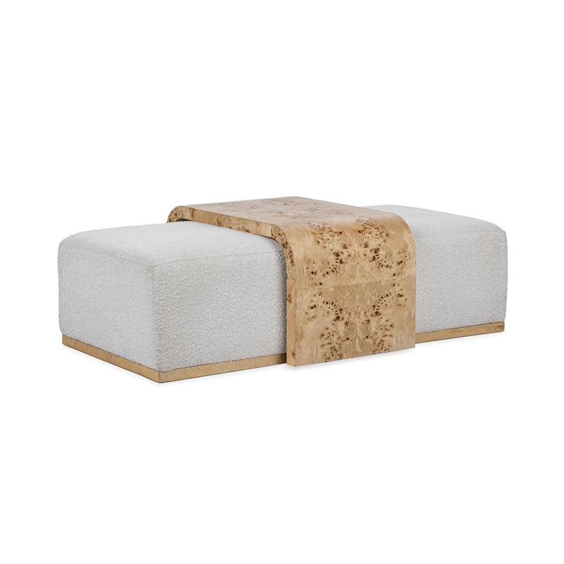Classic Concepts Kenan Upholstered Fabric Cocktail Coffee Table in Ivory