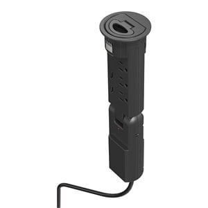 MooreCo 2.9&quotDia Plastic Pop-Up Grommet Outlet & USB Port in Black