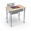 MooreCo Hard Plastic Student Desk Set of 2 Adjustable Height Rectangle Maple