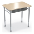 MooreCo Hard Plastic Student Desk Set of 2 Adjustable Height Rectangle Maple