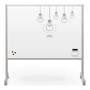 MooreCo Inklud Double Sided Magnetic Mobile Dry Erase Whiteboard 72H x 72W x 22D