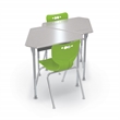 MooreCo Monroe Hard Plastic Student Desk Set of 2 Adjustable Height Grey