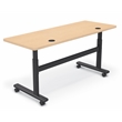 MooreCo Height Adjustable Flip Top Table 60x24 Fusion Maple Top Black Base