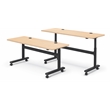 MooreCo Height Adjustable Flip Top Table 60x24 Fusion Maple Top Black Base