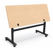 MooreCo Height Adjustable Flip Top Table 60x24 Fusion Maple Top Black Base