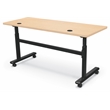 MooreCo Height Adjustable Flip Top Table 60x24 Fusion Maple Top Black Base