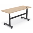 MooreCo Height Adjustable Flip Top Table 60x24 Beigewood Top Black Base