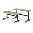 MooreCo Height Adjustable Flip Top Table 60x24 Buka Bark Top Black Base