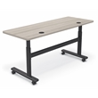 MooreCo Height Adjustable Flip Top Table 60x24 Grey Elm Top Black Base