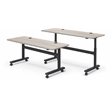 MooreCo Height Adjustable Flip Top Table 60x24 Grey Elm Top Black Base