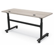 MooreCo Height Adjustable Flip Top Table 60x24 Grey Elm Top Black Base