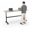 MooreCo Height Adjustable Flip Top Table 72x24 Beigewood Top Black Base