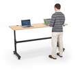 MooreCo Height Adjustable Flip Top Table 72x24 Fusion Maple Top Black Base