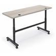 MooreCo Height Adjustable Flip Top Table 72x24 Grey Elm Top Black Base