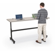 MooreCo Height Adjustable Flip Top Table 72x24 Grey Elm Top Black Base