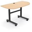 MooreCo Height Adjustable Flip Top Table 48x24 1/2 Round Maple Top Black Base