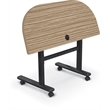 MooreCo Height Adjustable Flip Top Table 48x24 1/2 Rnd Buka Bark Top Black Base