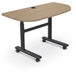 MooreCo Height Adjustable Flip Top Table 48x24 1/2 Rnd Buka Bark Top Black Base