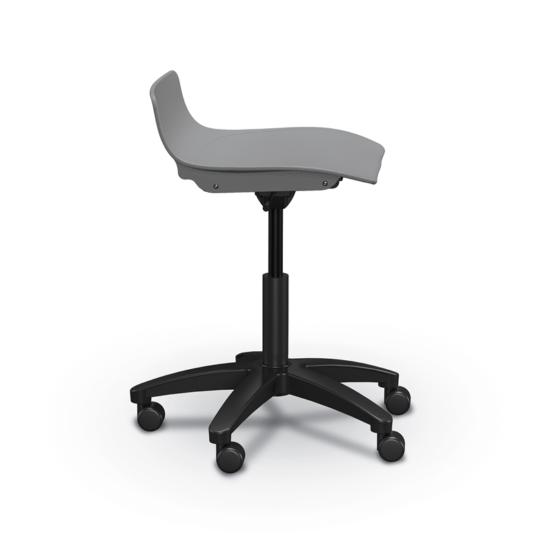 MooreCo Mobile Clinical Low Back Adjustable Gray Stool 5 Star Base Soft Casters