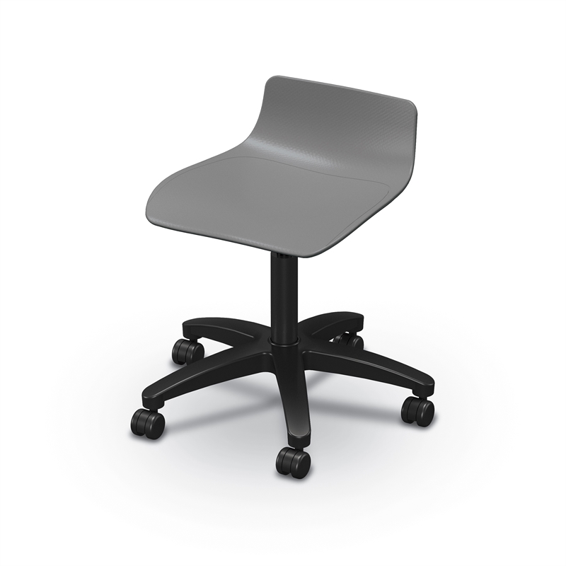 MooreCo Mobile Clinical Low Back Adjustable Gray Stool 5 Star Base Soft Casters