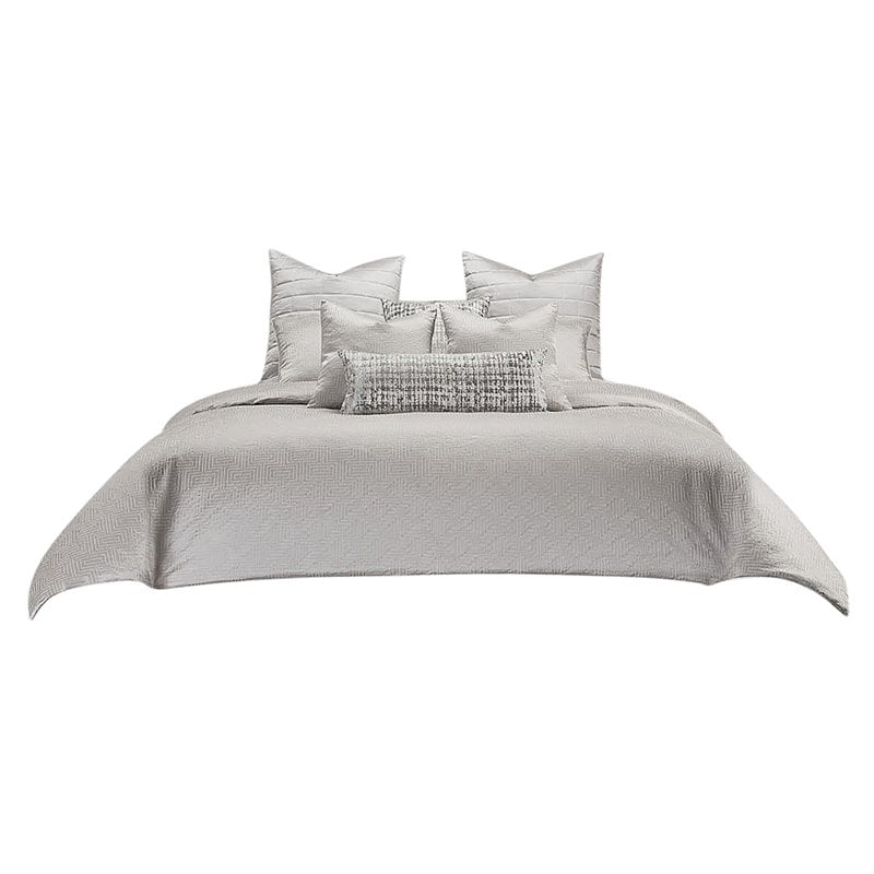 Michael Amini Casey 10-piece Fabric King Comforter Set in Silver/Platinum
