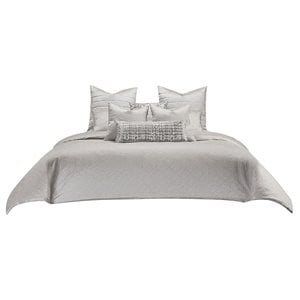 Michael Amini Casey 9-piece Fabric Queen Comforter Set in Silver/Platinum