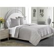 Michael Amini Affluent 3-Piece Queen Velvet Quilt Set in Dove Gray