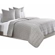 Michael Amini Affluent 3-Piece Queen Velvet Quilt Set in Dove Gray