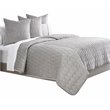Michael Amini Affluent 4-Piece King Velvet Quilt Set in Dove Gray