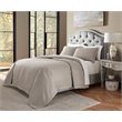 Michael Amini Port Orleans 3-piece Fabric Coverlet Set with Queen Throw in Gray