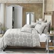 Michael Amini Reagan 7-piece Breathable Cotton Queen Duvet Set in Gray/Silver
