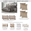 Michael Amini Aubrey 9-piece Fabric Queen Comforter Set in Patina Gray/Tan
