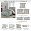 Michael Amini Regent 10-Piece King Velvet Comforter Set in Ice Blue/Silver