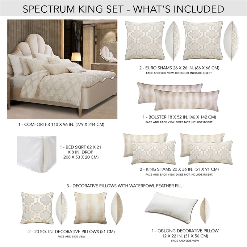 Michael Amini Spectrum 10-Piece Fabric King Comforter Set in Pearl Ivory
