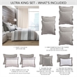Michael Amini Ultra 8-piece King Cotton Duvet Set - Gray