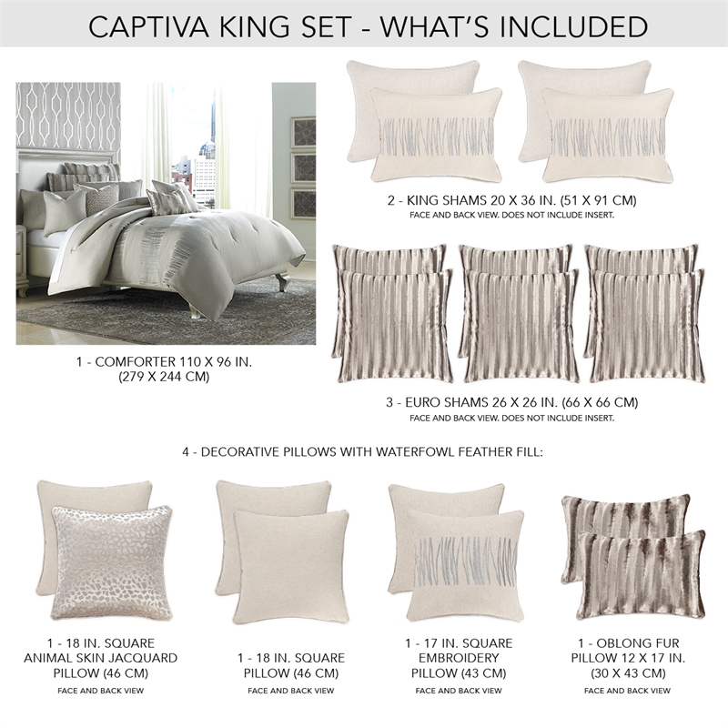 Michael Amini Captiva 10-piece Fabric King Comforter Set in Tan/Neutral