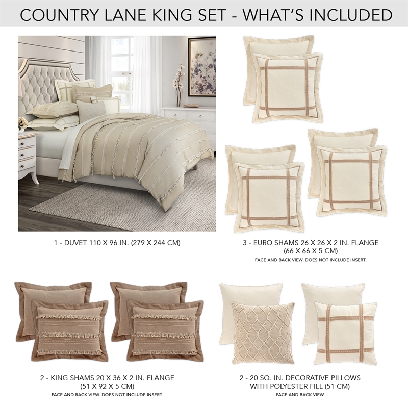 Michael Amini Country Lane 8-piece Fabric King Duvet Set in Tan/Natural
