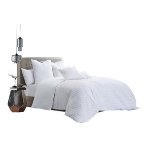 Michael Amini Gibson 7-piece Belgium Linen Fabric Queen Duvet Set in White