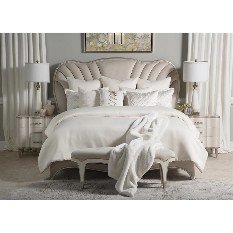 Michael Amini Hailey 10-piece Fabric King Comforter Set in Ivory/Natural