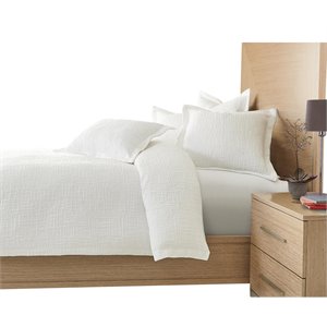 Michael Amini Hillton 5-piece Linear Texture Fabric Queen Duvet Set in White