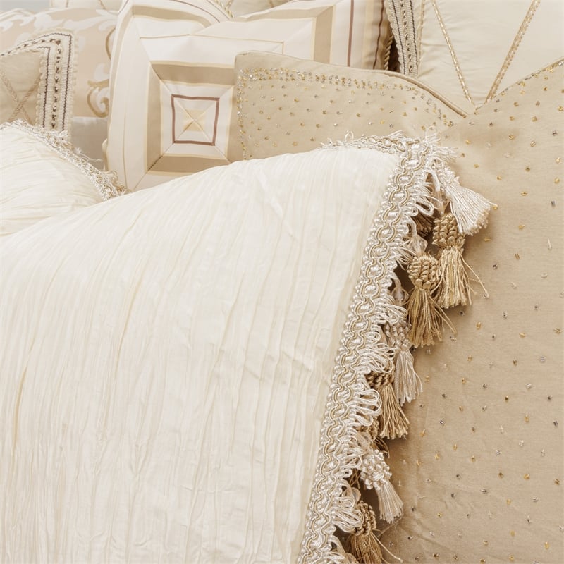 Michael Amini Luxembourg 12-piece Fabric Queen Comforter Set in Cream/Gold