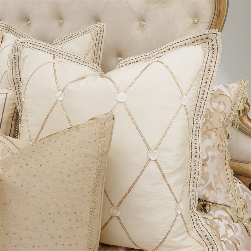 Michael Amini Luxembourg 12-piece Fabric Queen Comforter Set in Cream/Gold