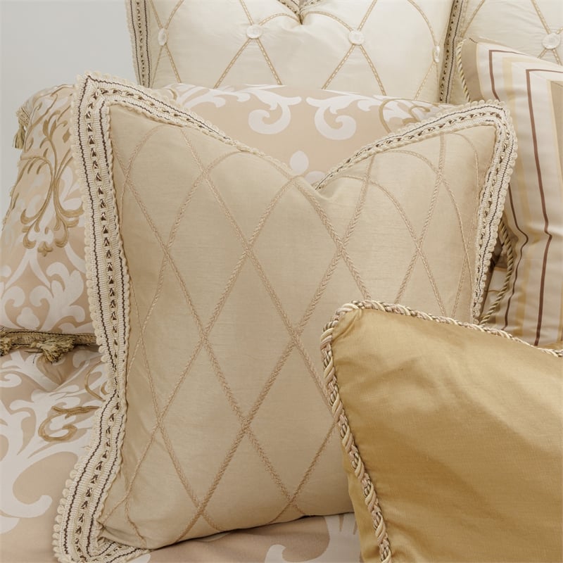 Michael Amini Luxembourg 12-piece Fabric Queen Comforter Set in Cream/Gold