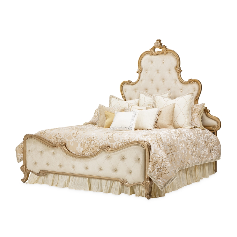 Michael Amini Luxembourg 12-piece Fabric Queen Comforter Set in Cream/Gold
