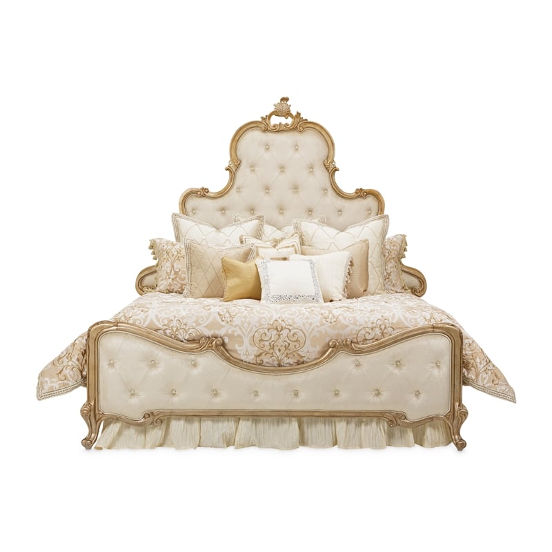 Michael Amini Luxembourg 12-piece Fabric Queen Comforter Set in Cream/Gold