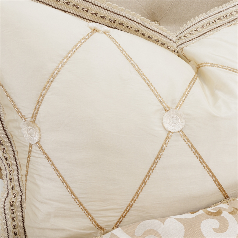 Michael Amini Luxembourg 12-piece Fabric Queen Comforter Set in Cream/Gold