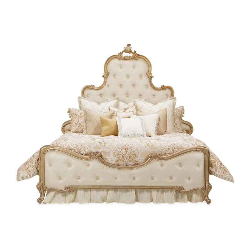 Michael Amini Luxembourg 13-piece Fabric King Comforter Set in Cream/Gold